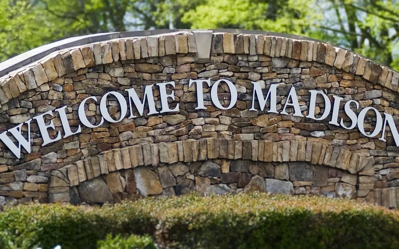 Welcome to Madison AL stone sign.